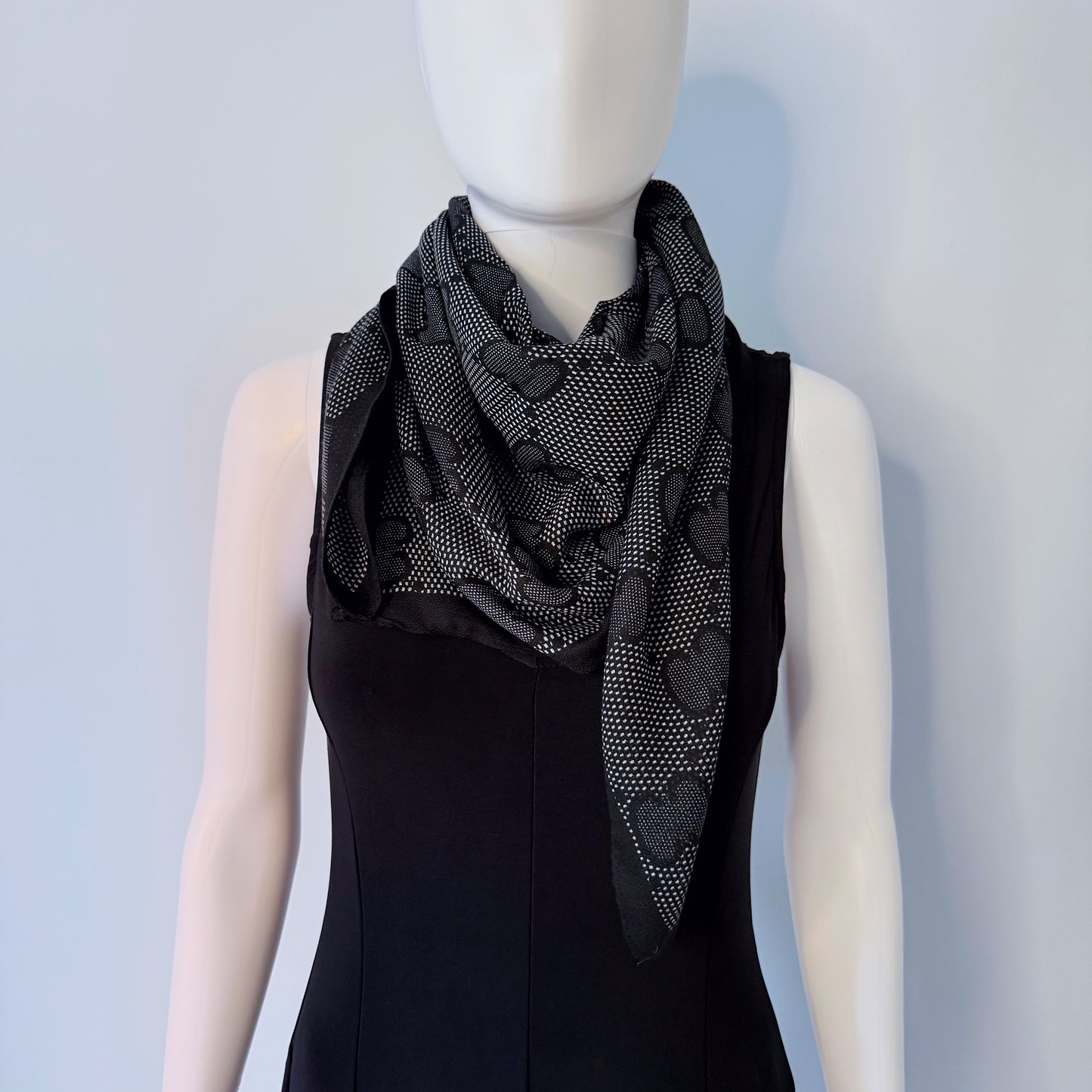 Black Cotton Square Scarf