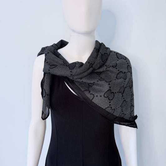 Black Cotton Square Scarf