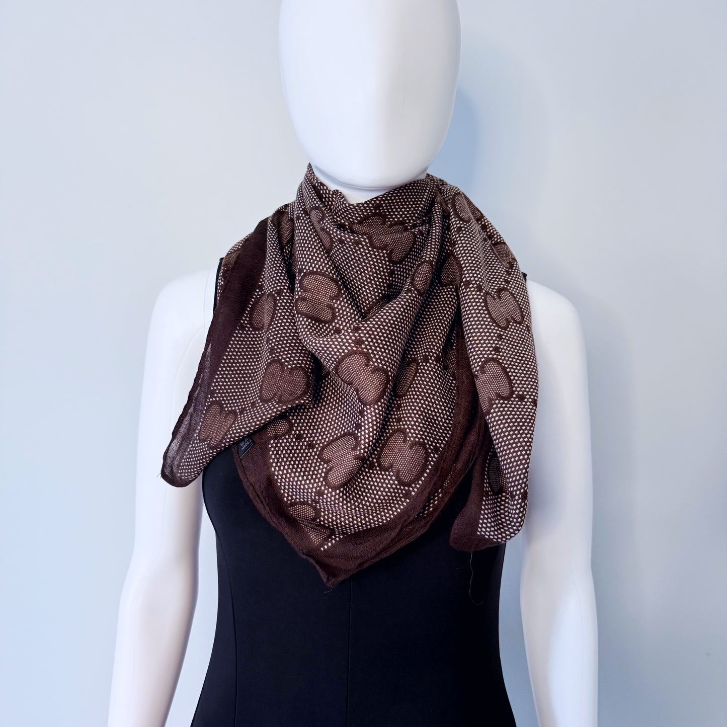Brown Cotton Square Scarf