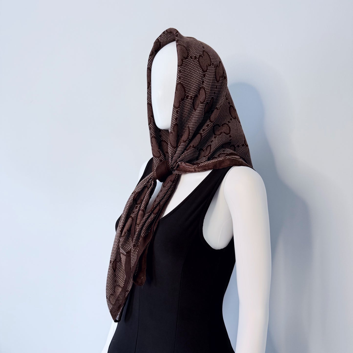 Brown Cotton Square Scarf