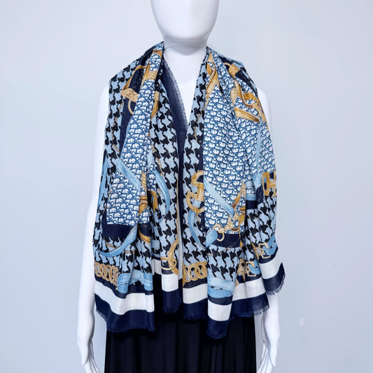 Navy Blue Blanket Cashmere feel Square Scarf
