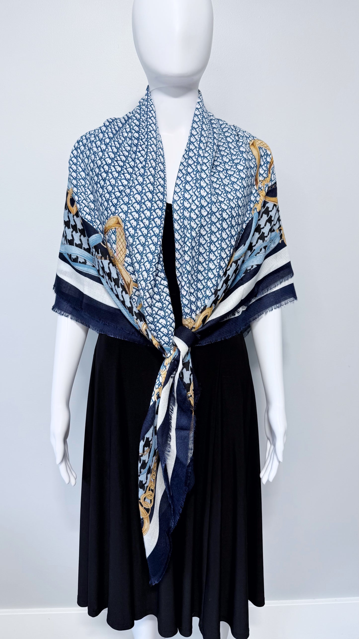 Navy Blue Blanket Cashmere feel Square Scarf