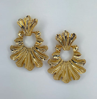 Metal Leaf Design Post Back Earring With A Beautiful Leaf Dangle