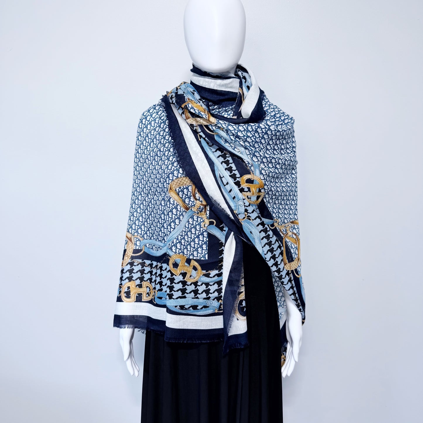 Navy Blue Blanket Cashmere feel Square Scarf