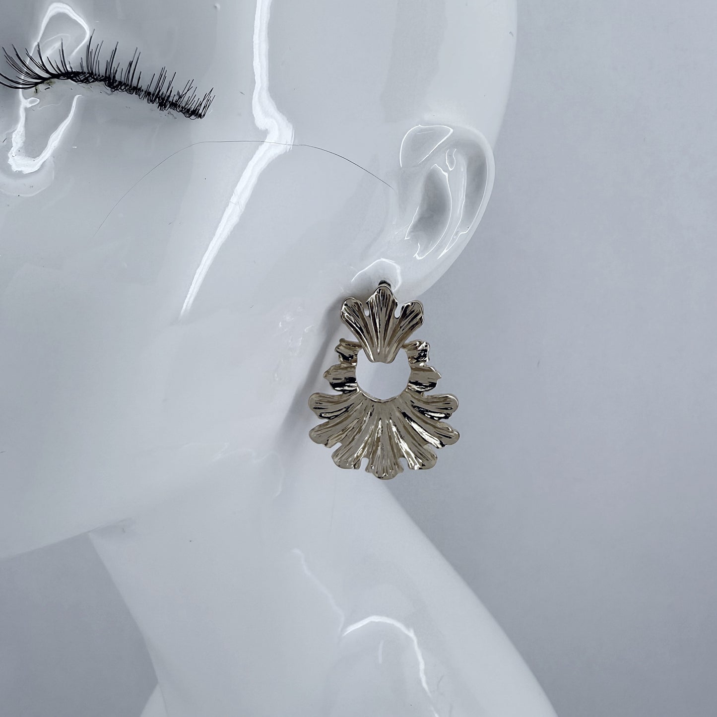 Metal Leaf Design Post Back Earring With A Beautiful Leaf Dangle
