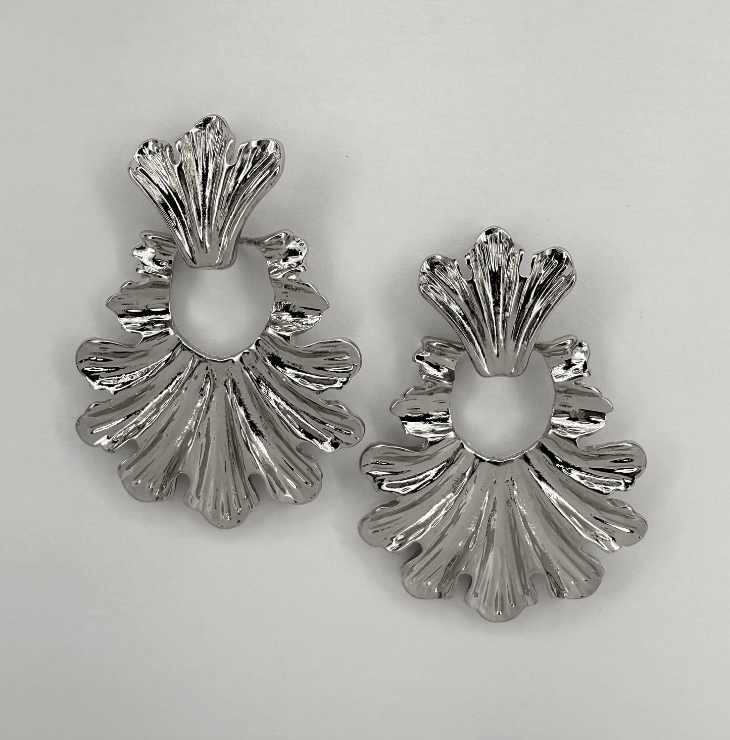 Metal Leaf Design Post Back Earring With A Beautiful Leaf Dangle