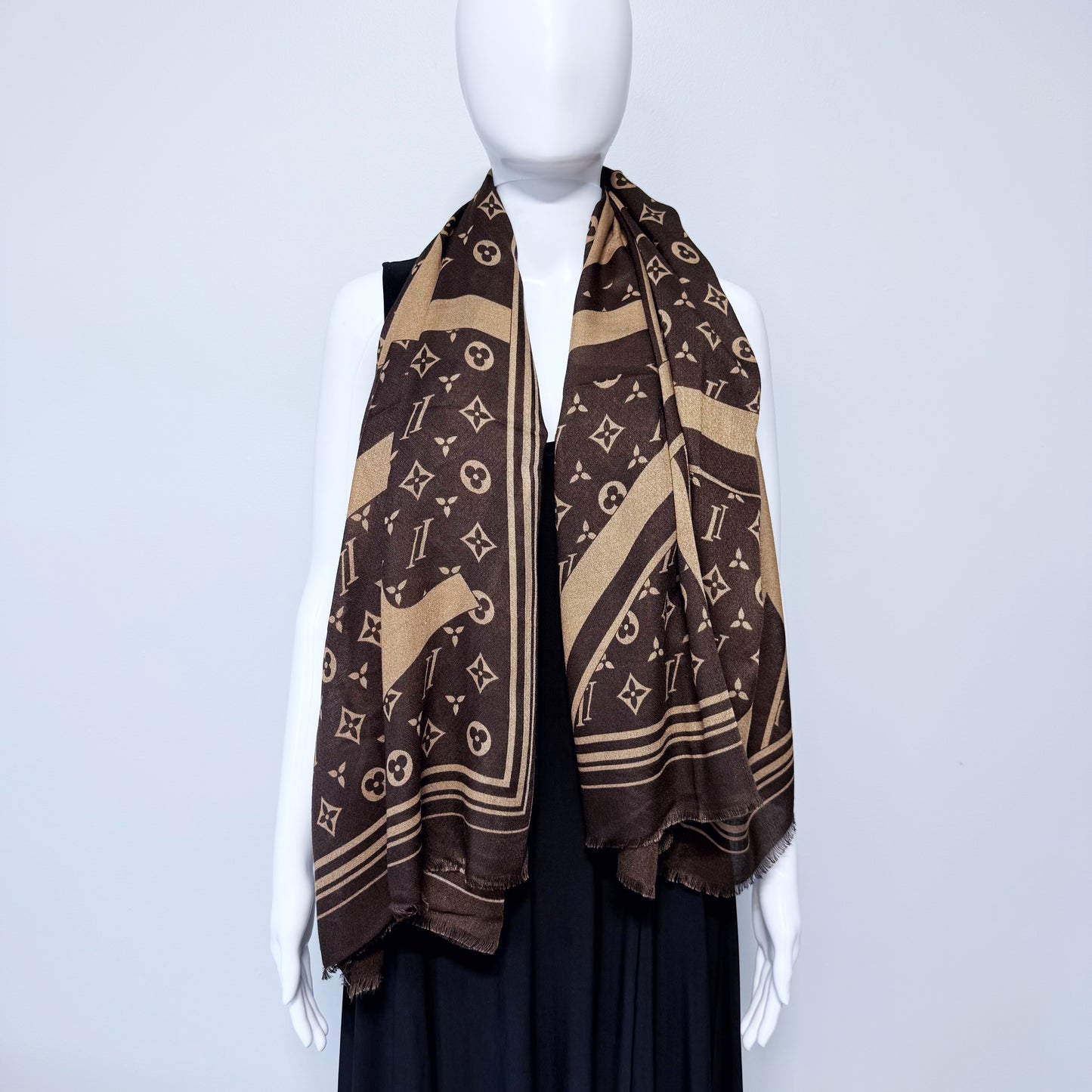 Brown Flower Blanket Cashmere feel Square Scarf