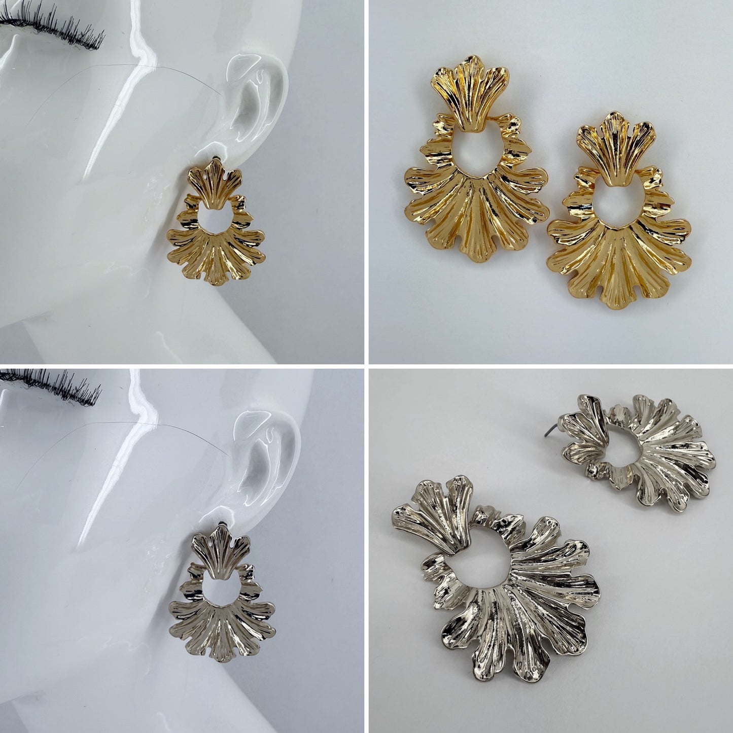 Metal Leaf Design Post Back Earring With A Beautiful Leaf Dangle