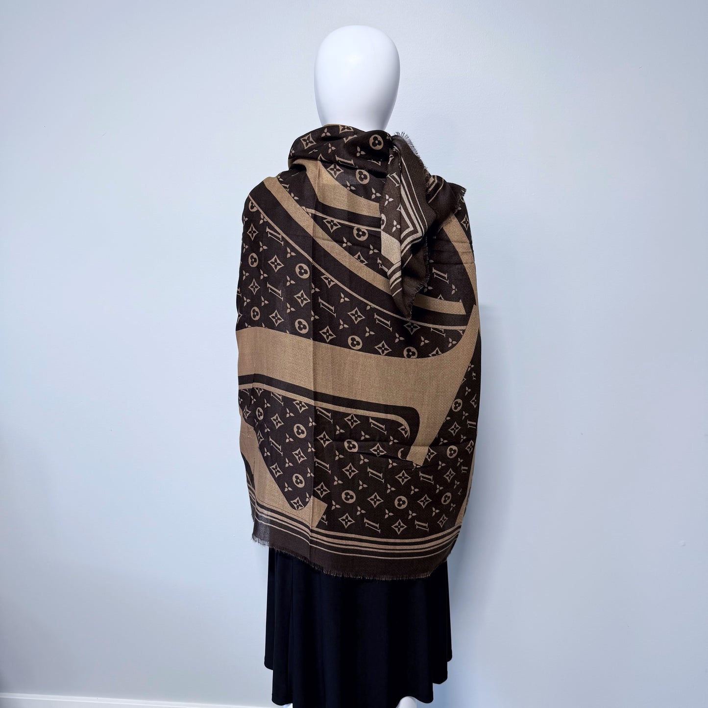 Brown Flower Blanket Cashmere feel Square Scarf