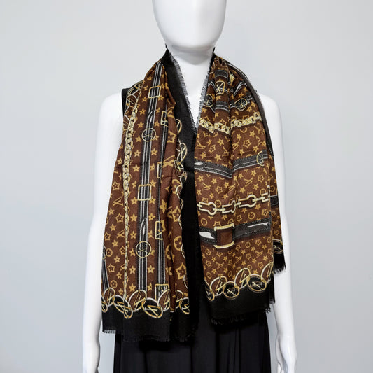 Black Flower Blanket Cashmere feel Square Scarf