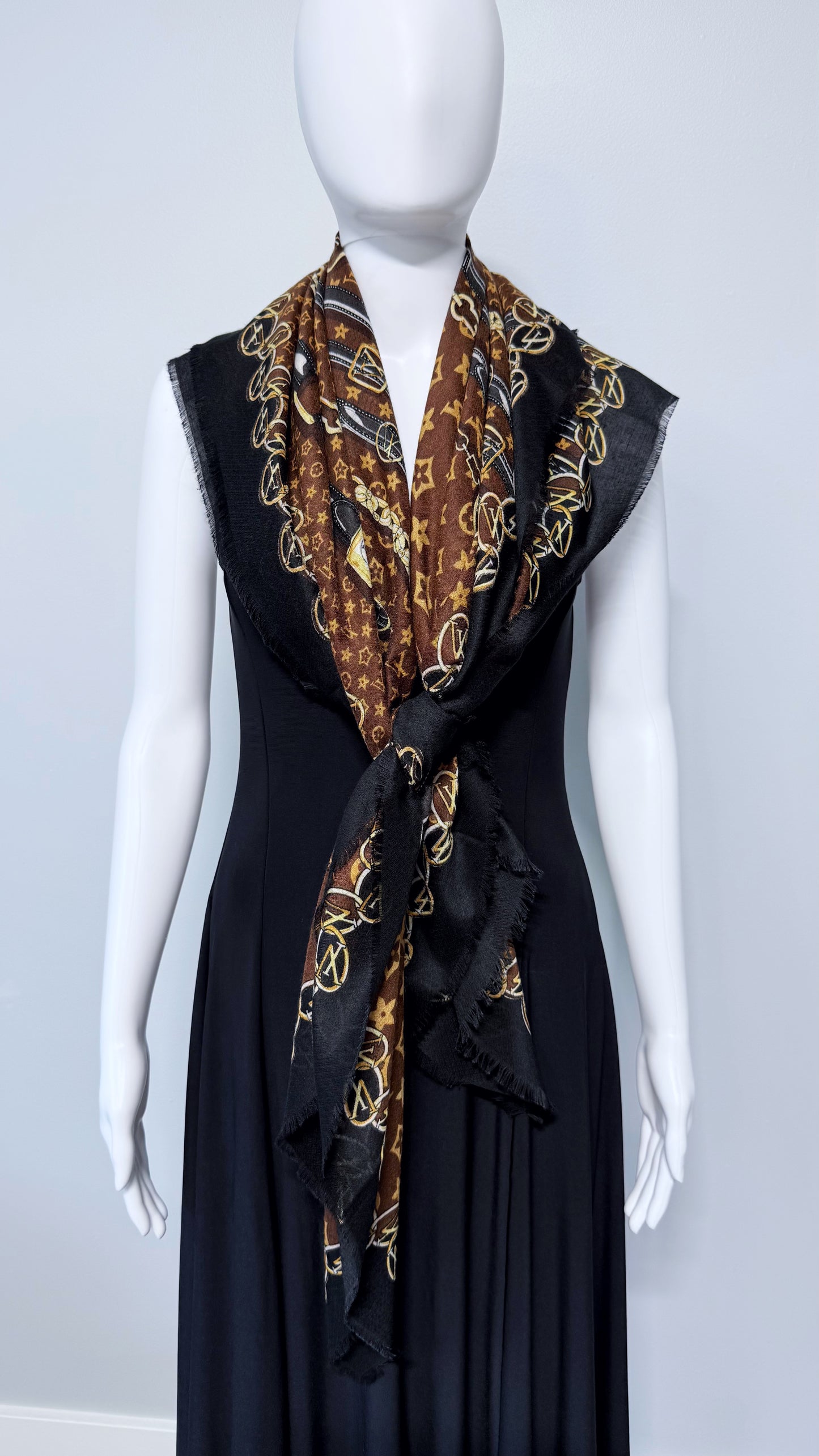 Black Flower Blanket Cashmere feel Square Scarf