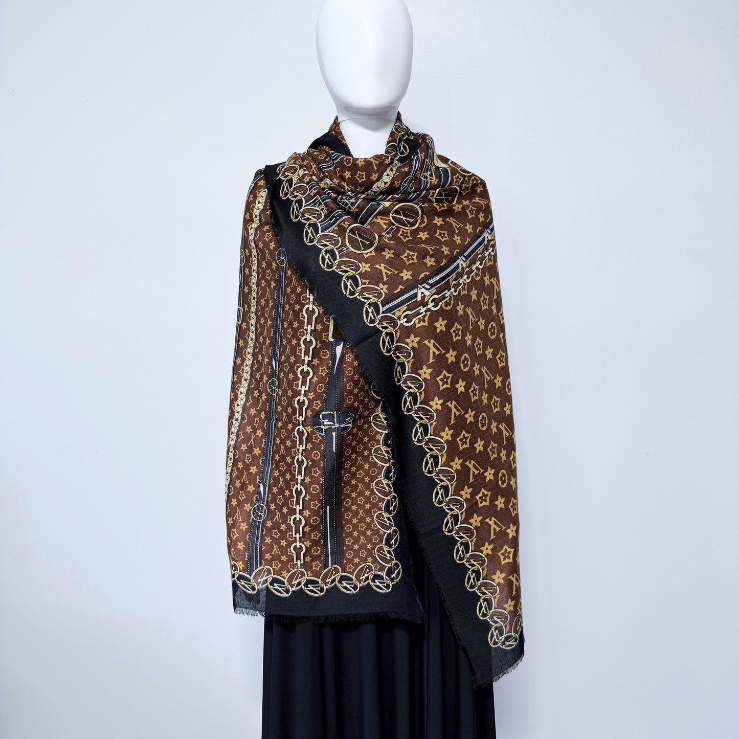 Black Flower Blanket Cashmere feel Square Scarf