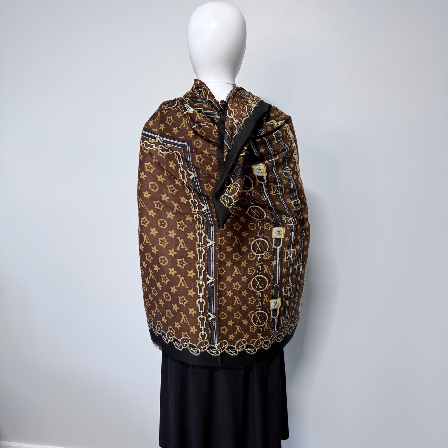 Black Flower Blanket Cashmere feel Square Scarf