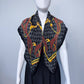 Black Silk Feel Pleated Scarf With Rhinestones