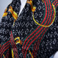 Black Silk Feel Pleated Scarf With Rhinestones
