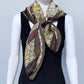 Brown Silk Feel Pleated Scarf With Rhinestones