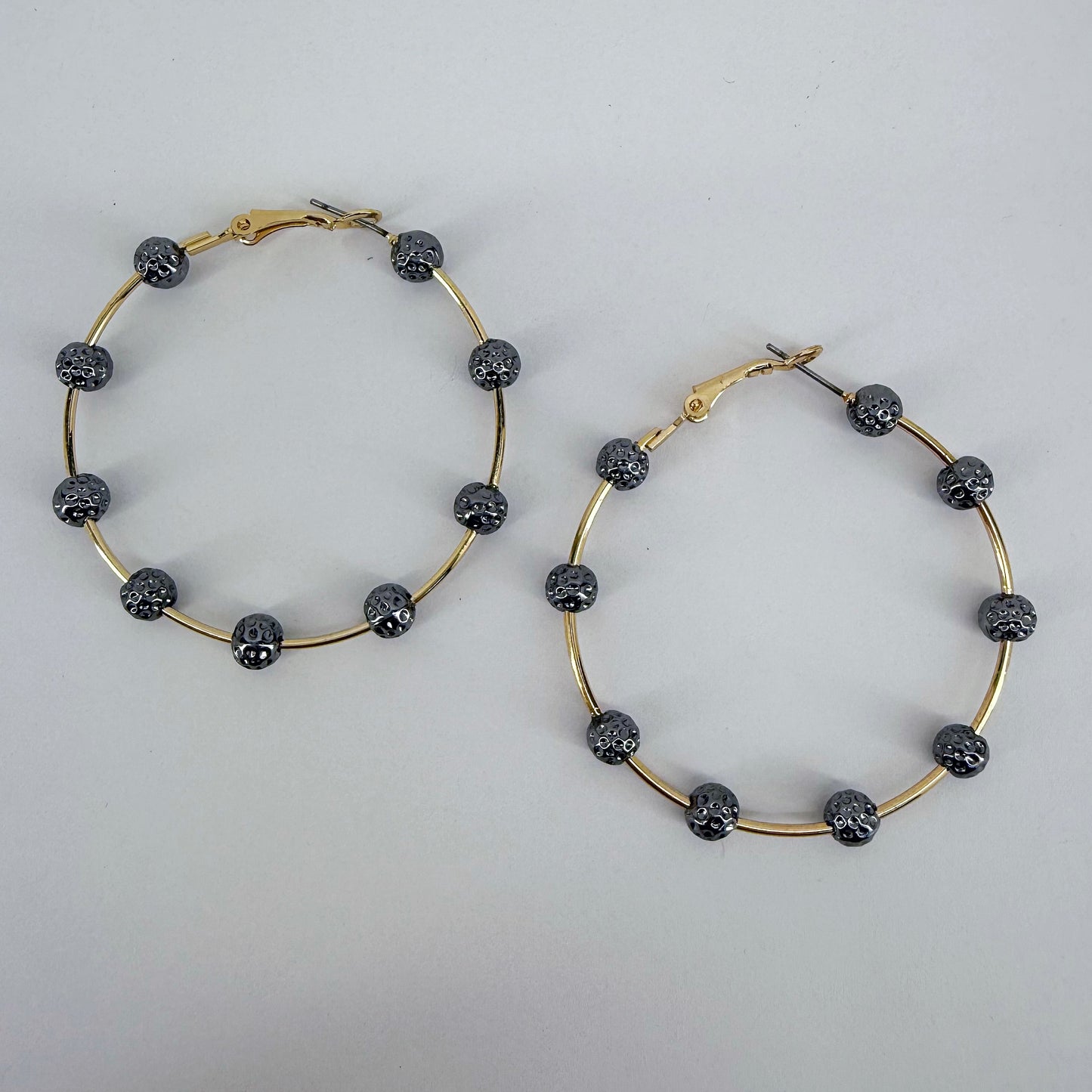 Hoop Earrings With Textured Hammered Beads