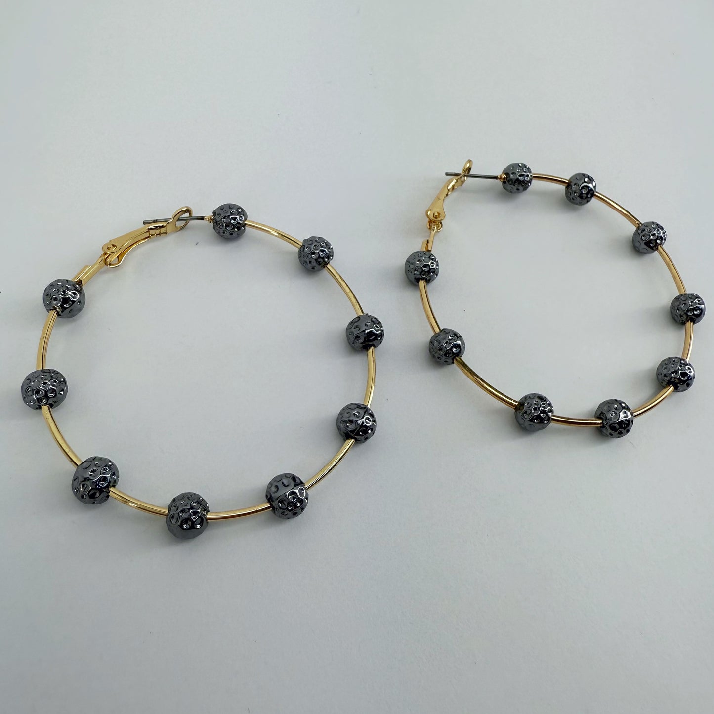 Hoop Earrings With Textured Hammered Beads