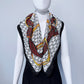 White Silk Feel Pleated Scarf With Rhinestones