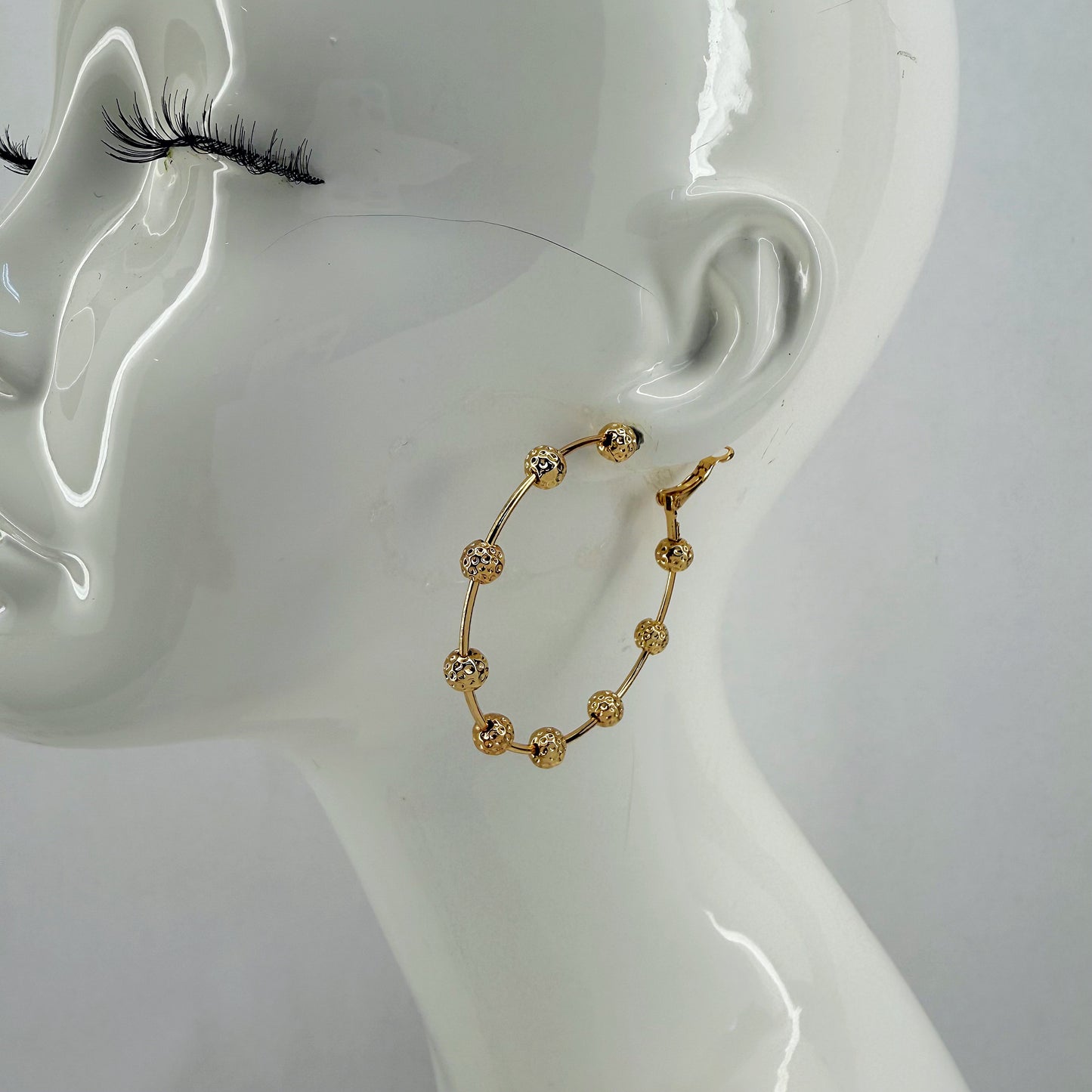 Hoop Earrings With Textured Hammered Beads