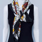 White Silk Feel Pleated Scarf With Rhinestones