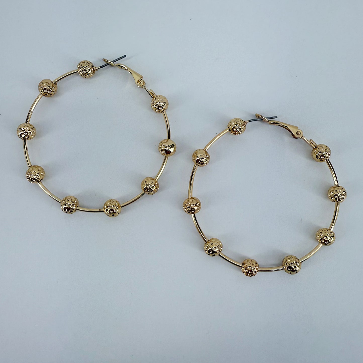 Hoop Earrings With Textured Hammered Beads