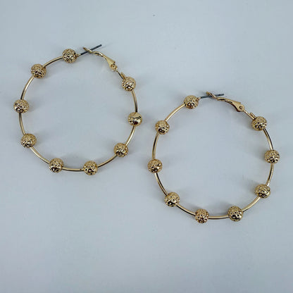 Hoop Earrings With Textured Hammered Beads