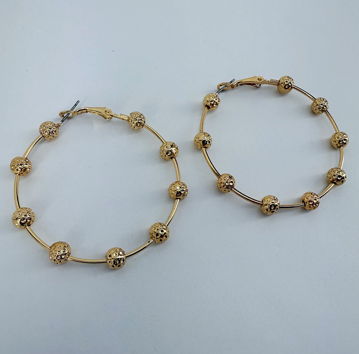Hoop Earrings With Textured Hammered Beads
