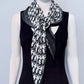 Black Silk Feel Pleated Scarf With Rhinestones