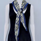 Blue Silk Feel Pleated Scarf With Rhinestones