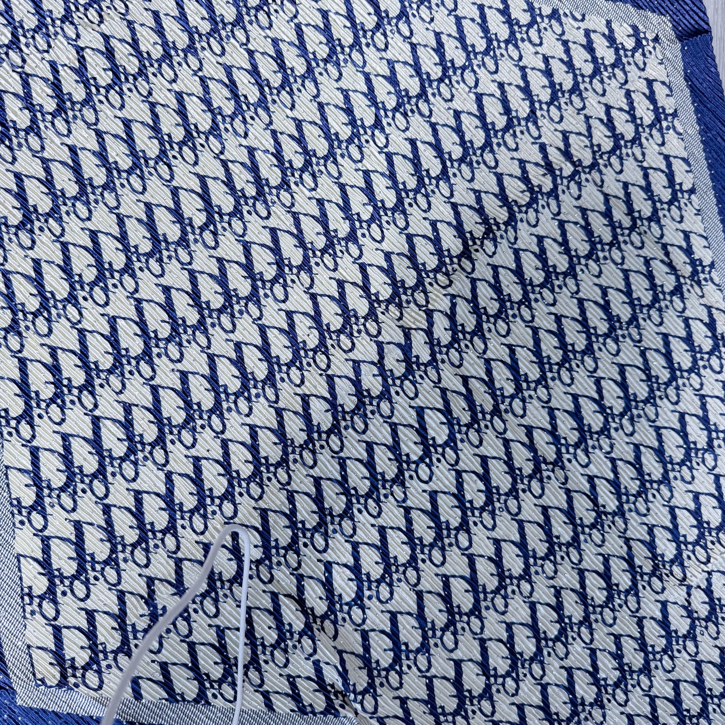 Blue Silk Feel Pleated Scarf With Rhinestones