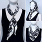 Blue or Black Print Faux Silk Scarf / Bandana