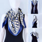 Blue Silk Feel Square Scarf Initial D Print