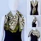 Olive Silk Feel Square Scarf Initial D Print