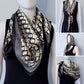 Black Silk Feel Square Scarf Initial D Print