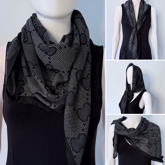 Black Cotton Square Scarf