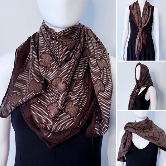 Brown Cotton Square Scarf