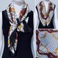 White Silk Feel Pleated Scarf With Rhinestones