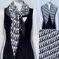 Black Silk Feel Pleated Scarf With Rhinestones