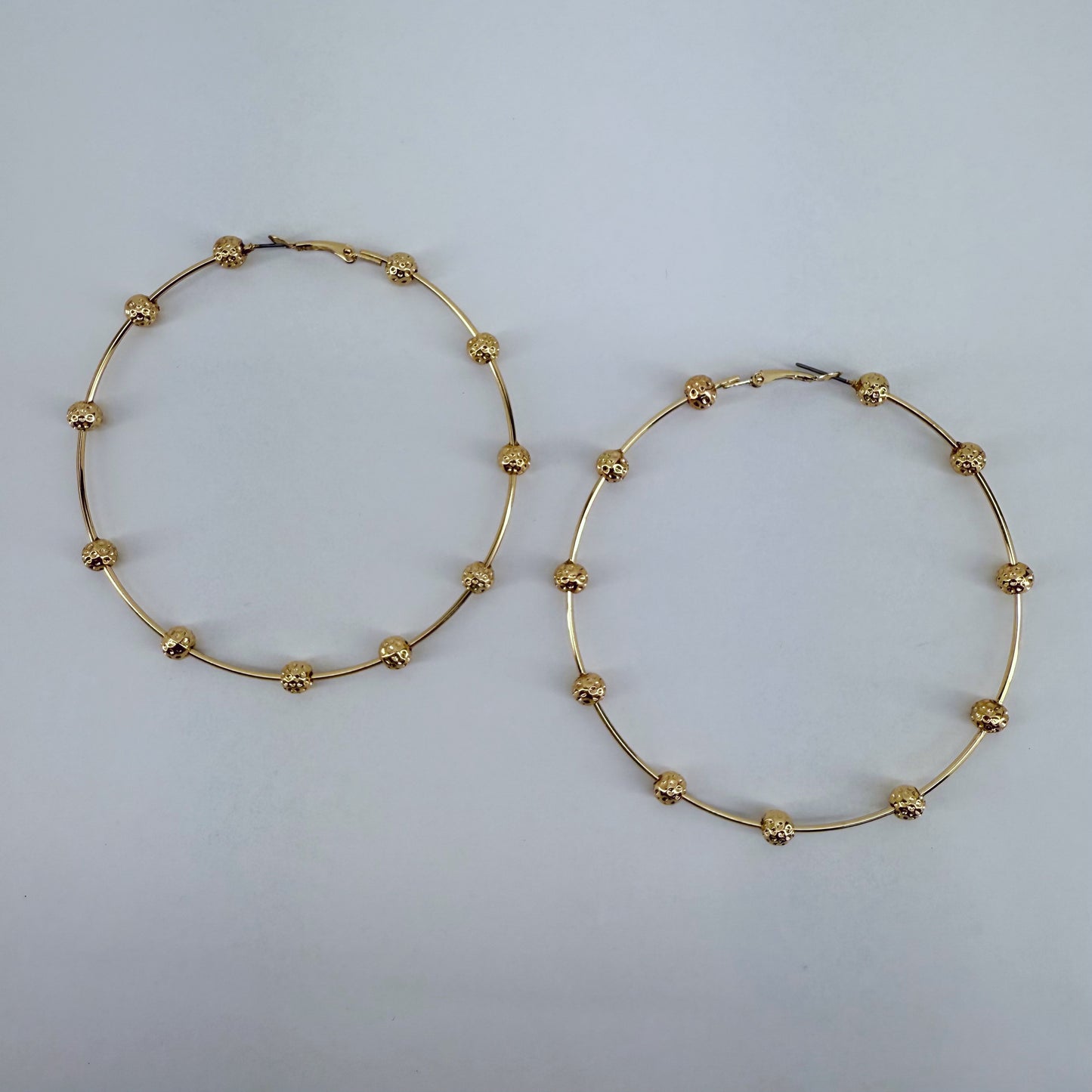 Bi Hoop Earrings With Hammered Beads