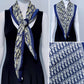 Blue Silk Feel Pleated Scarf With Rhinestones