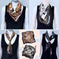 Flower Print Faux Silk Scarf / Bandana