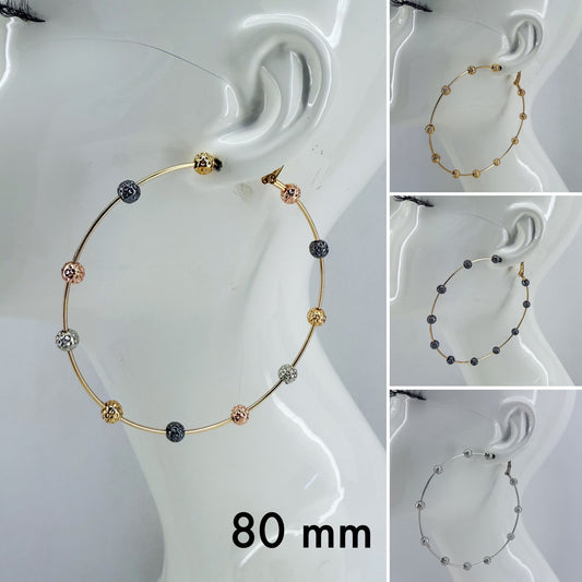 Bi Hoop Earrings With Hammered Beads