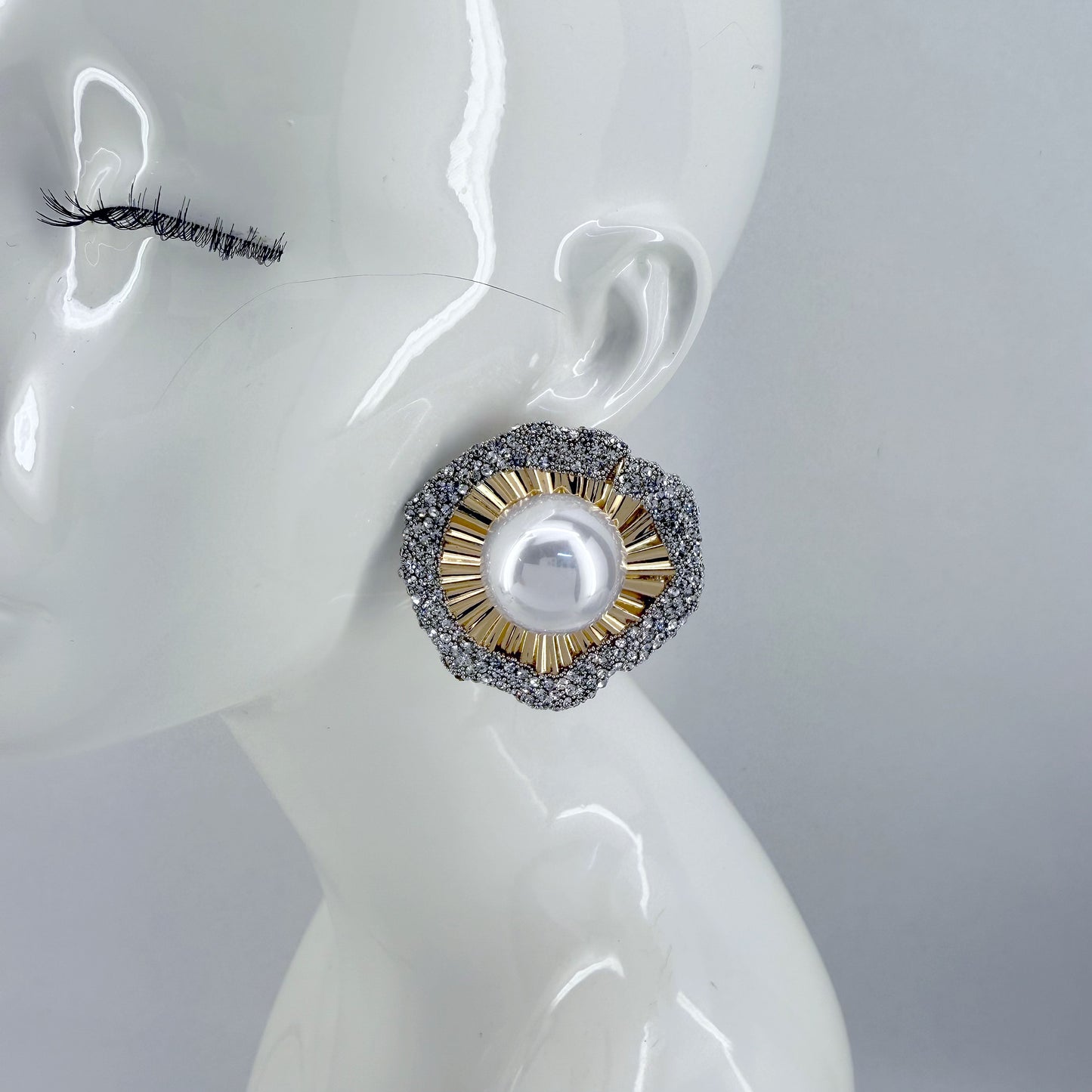 Pearl Post Back and Rhinestone Earrings