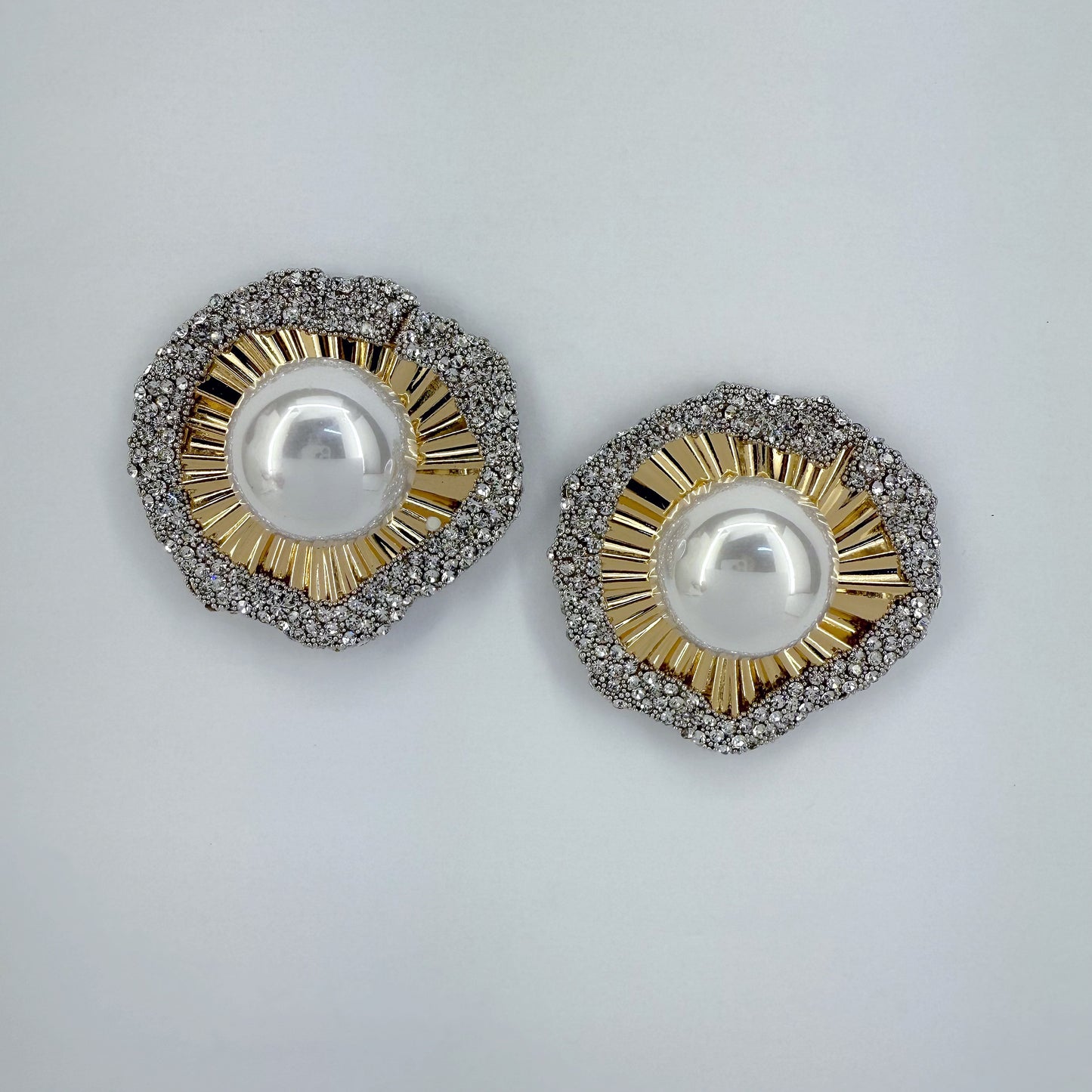 Pearl Post Back and Rhinestone Earrings