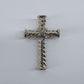 Corrugated Cross Brooch with Rhinestones