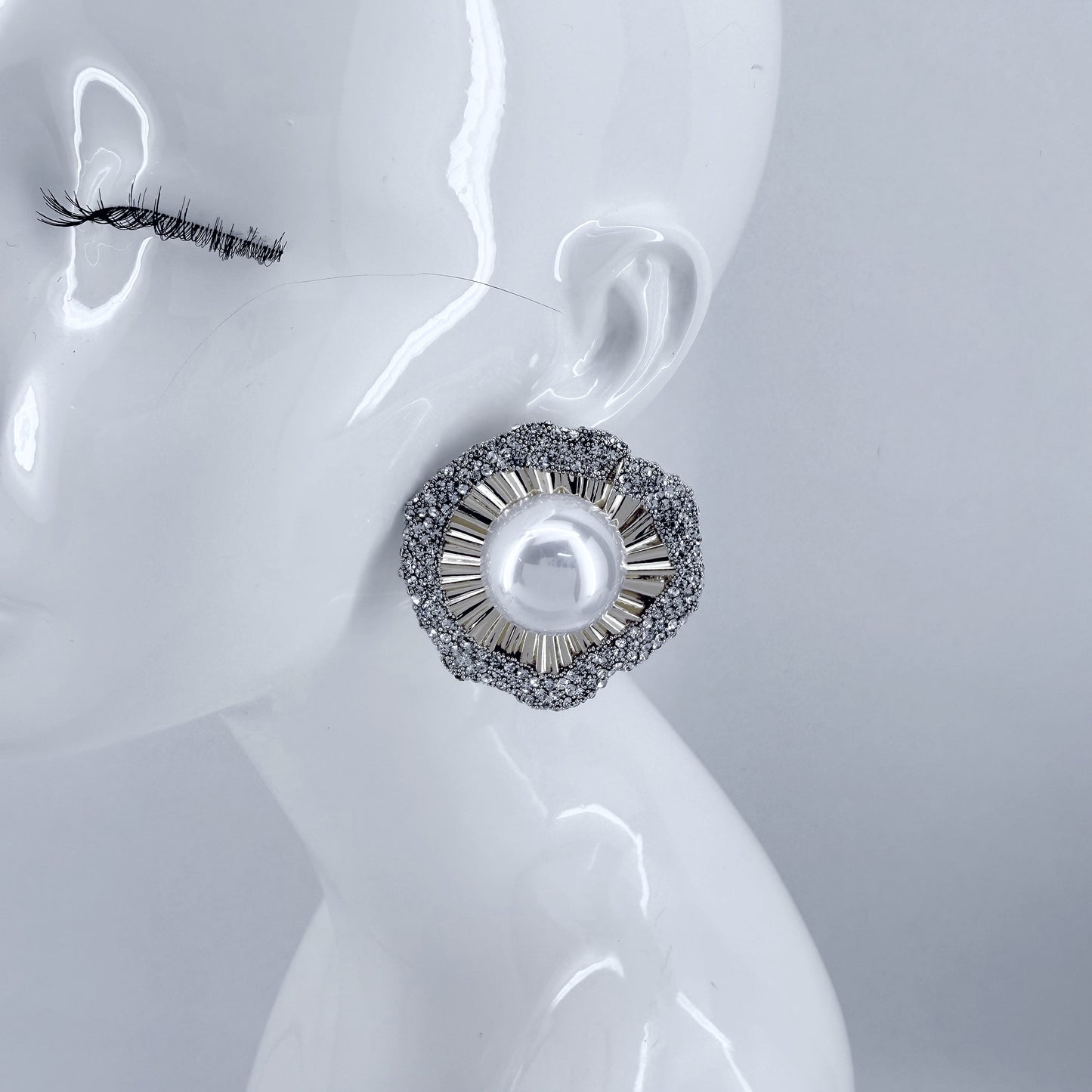 Pearl Post Back and Rhinestone Earrings