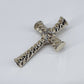 Corrugated Cross Brooch with Rhinestones
