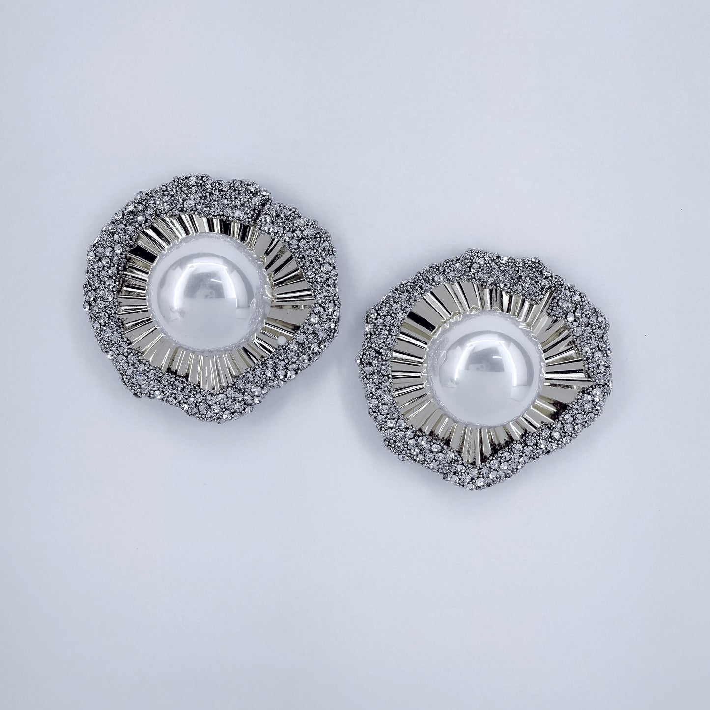 Pearl Post Back and Rhinestone Earrings