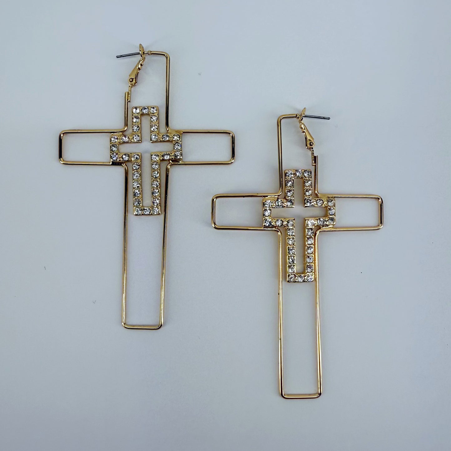 Hoop Cross Design Earrings With Cross Rhinestones Design